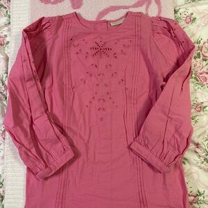 New York & Company Pink Eyelet Blouse